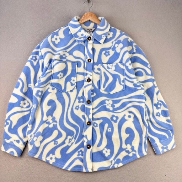 Billabong Jackets & Blazers - Billabong Laid Back Shacket Womens S NWT Oversized Fleece Floral Swirl Beach